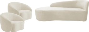 Kit Divã Recamier Orgânico França 160cm Lado Esquerdo e 2 Poltronas Amore Bouclé