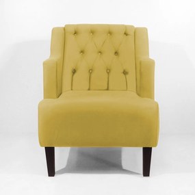 Poltrona Classic Suede Amarelo Pés Palito Sala, Quarto, Decoração