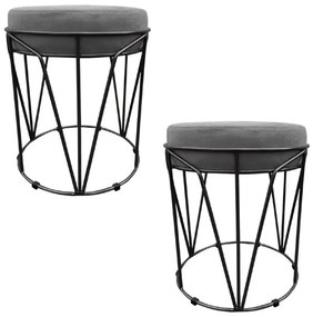 KIT 02 PUFF BABU SUEDE BASE PRETO DROSSI - Grafite