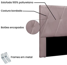 Cabeceira Cama Box Casal 140 cm Aquilla Veludo S04 - D'Rossi - Lilás