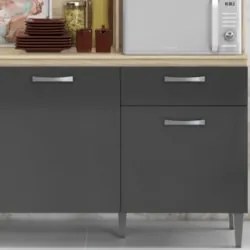 Armário de Cozinha Compacta 160cm Sovira Avena/Grafite A15 - Mpozenato