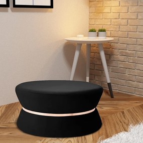 Puff Decorativo Sala de Estar 95cm Dhaka Veludo Preto G15 - Gran Belo