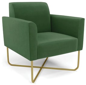 Poltrona Base X Industrial Dourado Marisa Suede Verde D03 - D'Rossi