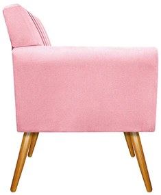 kit 02 Poltronas Laura Palito Mel Suede Rosa Bebê - ADJ Decor