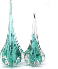 [KIT] Gotas de Murano 2 Pçs Fênix M + G - Azul Aquamarine - Verde Esmeralda  Verde Esmeralda