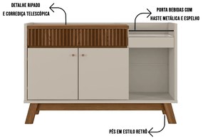 Buffet Aparador Carol 2 Portas Freijó e Off White 87x133 cm L04 - D'Rossi