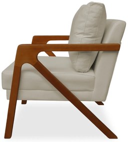 Poltrona Decorativa Amber Base De Madeira Veludo Nude