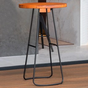 Mesa Bistrô Celeste em Tampo Redondo de Madeira com Base em Aço Carbono Preto G87 - Granbelo