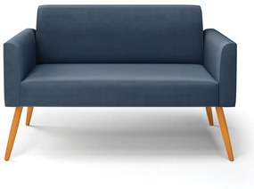 Sofá Namoradeira Pés Palito Castanho Marisa Suede Azul Marinho D03 - D'Rossi