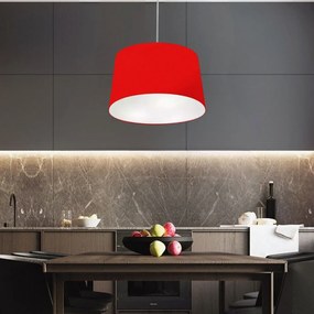 Lustre Pendente Cone Md-4156 Cúpula em Tecido 30/45x40cm Vermelho - Bivolt