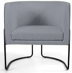 Poltrona Decorativa Base Aço Betina C-416 Linho Cinza Escuro - Domi