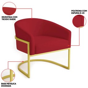 Poltrona Sala Decorativa Industrial Dourada Arielle Veludo D03 - D'Rossi - Marsala
