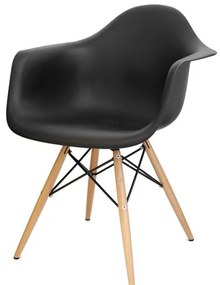 Cadeira Eames com Braco Base Madeira Preto Fosco - 10426 Sun House