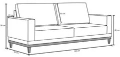 Sofá Living 180cm 3 Lugares Kayrós D05 Linho Chumbo - Mpozenato