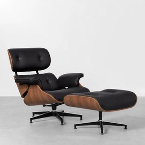 Poltrona Charles Eames com Puff - Preto
