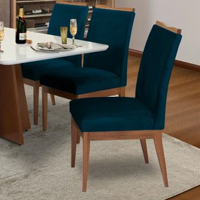 Conjunto 4 Cadeira Decorativa Leticia Veludo Azul Marinho