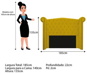 Kit Cabeceira e Calçadeira Veneza 140 cm Casal Suede Amarelo - ADJ Decor