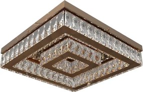 Plafon Led De Sobrepor Cristal E Inox Gold Rose 33W 3000K