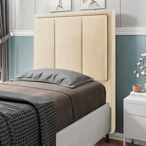 Cabeceira Solteiro Cama Box 90cm para Quarto Opala Suede M11 - D'Rossi - Bege