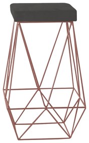 Banqueta Decorativa Kathy Base Bronze Suede Cinza G41 - Gran Belo