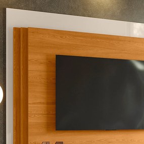 Estante de TV 65 Pol 183cm Sala de Estar Fayron Cinamomo/Off White M20 - D'Rossi