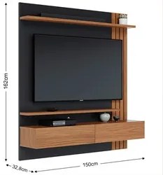 Painel Home Suspenso para TV 65 Pol. 150cm Buriti C05 Noce Milano/Pret