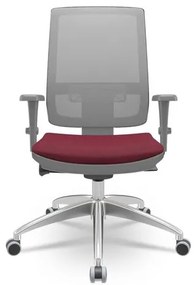 Cadeira Brizza Diretor Grafite Tela Cinza com Assento Poliester Vinho Base Autocompensador Aluminio - 65822 Sun House