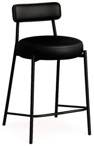 Banqueta Cozinha Alta com Encosto Industrial Preto Londres PU D03 - D'Rossi - Preto
