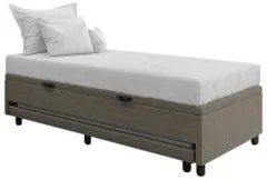Bicama Box Baú Solteirão 96x203cm Samy S05 Linho Marrom - Mpozenato