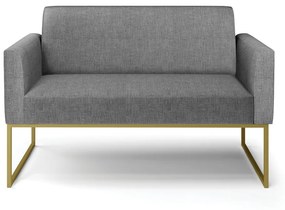 Sofá Namoradeira Base Industrial Dourado Marisa Linho Grafite A26 D03 - D'Rossi