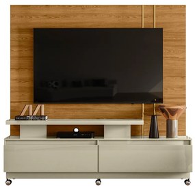 Estante de TV 75 Pol 183cm com Rodízio Sala Belora M20 - D'Rossi - Cumaru e Opala
