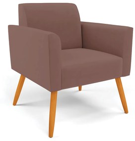 Sofá Namoradeira com 2 Poltronas Pés Palito Castanho Marisa Veludo D03 - D'Rossi - Rose