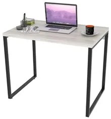 Mesa de Escritório Office 90cm Estilo Industrial Prisma C08 Snow - Mpo