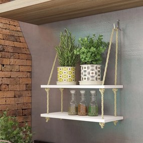 Prateleira Erva Doce C/ Corda em Sisal Branco