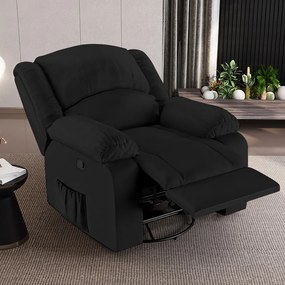 Poltrona do Papai Reclinável Sala de Cinema Madrid Glider Manual Giratória Massagem USB PU Preto G23