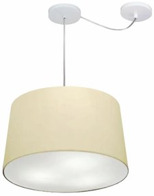 Lustre Pendente Cone Com Desvio Md-4277 Cúpula 30/40x45cm Algodão Crú - Bivolt