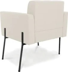 Poltrona Para Sala Pé Metal Preto Kit 2 Ana Linho Bege - Ibiza