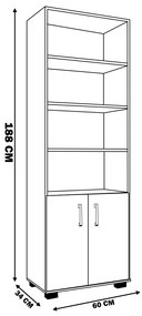 Estante de Livros para Escritório Home Office Portas Pequenas Alf Preto Texturizado G47 - Gran Belo