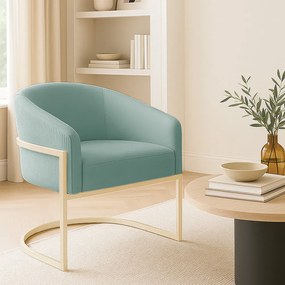 Poltrona Sala Industrial Champanhe Arielle Veludo Cotelê D03 - D'Rossi - Menta