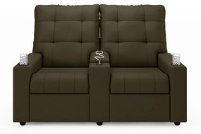 Poltrona Reclinável Para Cinema Parma 2 Lugares Baú USB Veludo FH1 - D'Rossi - Capuccino