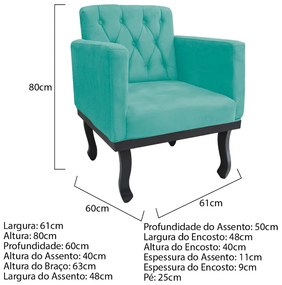 kit 02 Poltronas Classic Pés Luís XV Suede Azul Tiffany - ADJ Decor