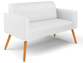 Sofá Namoradeira com Poltrona Pés Palito Castanho Marisa Corino D03 - D'Rossi - Branco