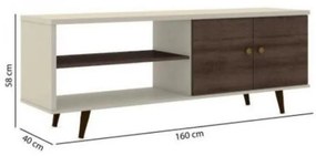 Rack Retro para Tv até 48 Polegadas Off White/Rústico