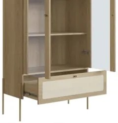 Cristaleira 2 Portas de Vidro Pé Metal Arlo A10 Hanover/Dourado - Mpoz