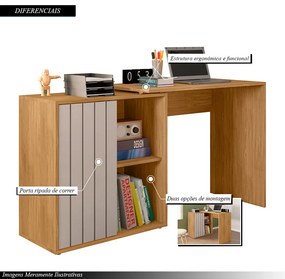 Mesa para Computador Amel Home 140cm Porta Ripada de Correr MDP Mel/Cacao G11 - Gran Belo
