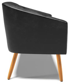 Sofá 2 Lugares Namoradeira Pé Palito Castanho Stella Sintético PU D03 - D'Rossi - Preto