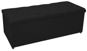 Kit Cabeceira e Calçadeira Baú Estofada Mel 160 cm Queen Size Com Capitonê Corano Preto - ADJ Decor