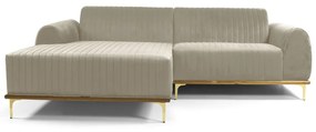 Sofá 3 Lugares Lisboa D07 com Chaise Esquerda 230cm Veludo Creme - D'Rossi
