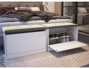 Sapateira Puff Cama Quarto Multifuncional Decoração Branco/bege