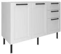 Balcão Cozinha 120cm Para Pia Com 2 Portas Zaya Branco T01 - Mpozenat